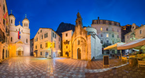 Night panorama of the old town of Kotor, Montenegro Night panorama of the old town of Kotor, Montenegro